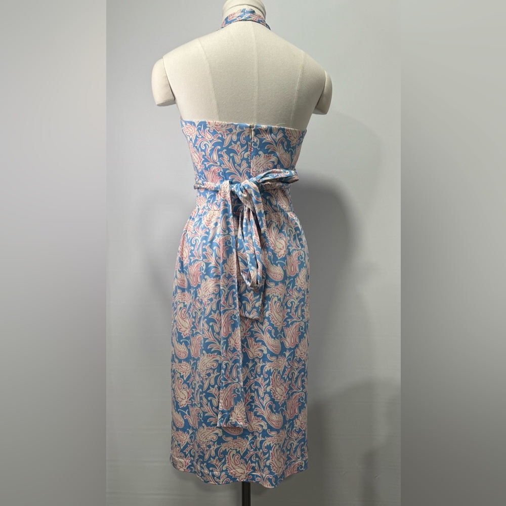 J. McLaughlin Fully Lined Blue 95% SILK Dress EUC - Picture 6 of 12